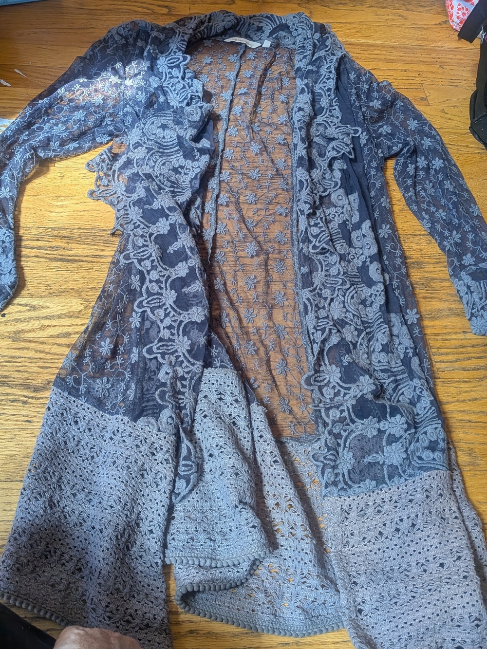 Soft Surroundings WOMEN'S LARGE L Lace Crochet Long Cardigan KIMONO LK NEW $118